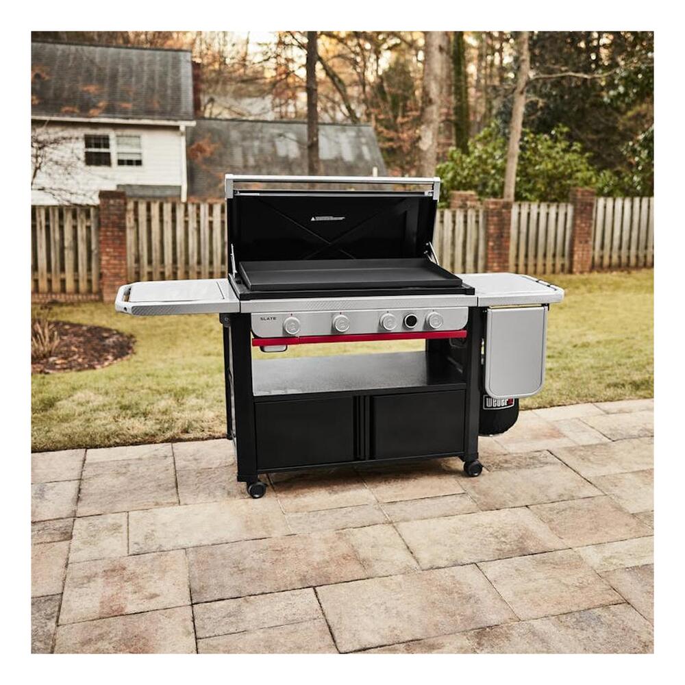 Weber Slate® 36" Rust-Resistant Griddle with Flip-Up Side Table (Liquid Propane) - Bla