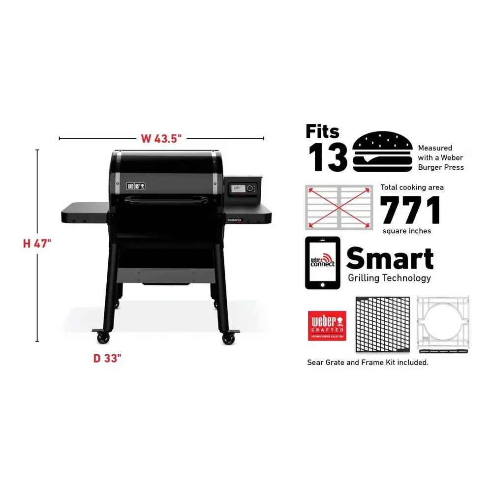 Weber SmokeFire Sear+ ELX4 Wood Fired Pellet Grill - Black