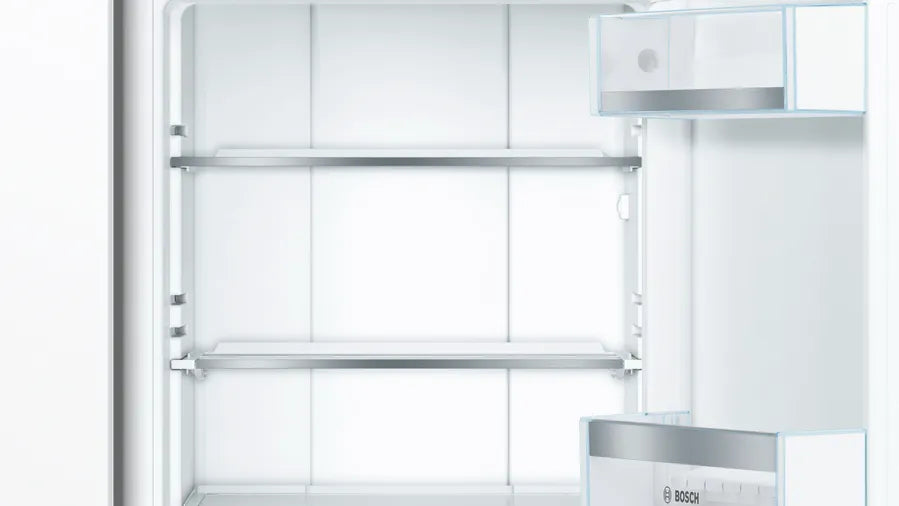 Bosch 800 Series, built-in fridge-freezer with freezer at bottom, soft close flat hing