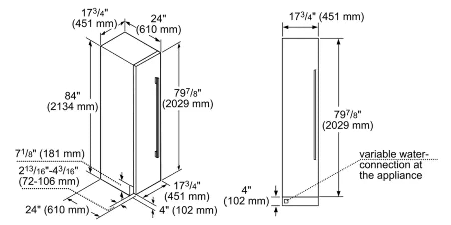 Bob Martin Benchmark®, built-in freezer, 18'', flat hinge