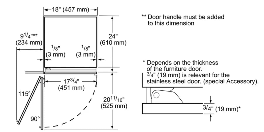 Bob Martin Benchmark®, built-in freezer, 18'', flat hinge