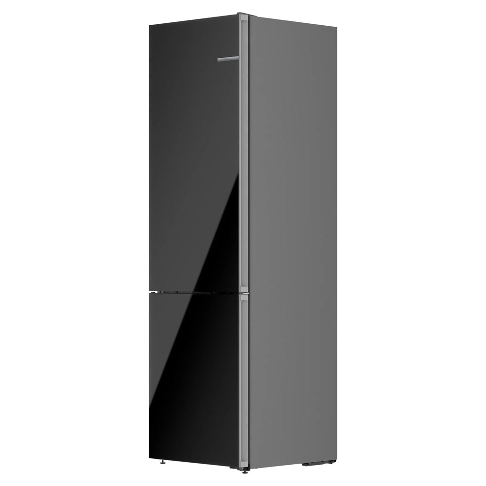 Bosch 800 Series, free-standing fridge-freezer with freezer at bottom, glass door, 24'