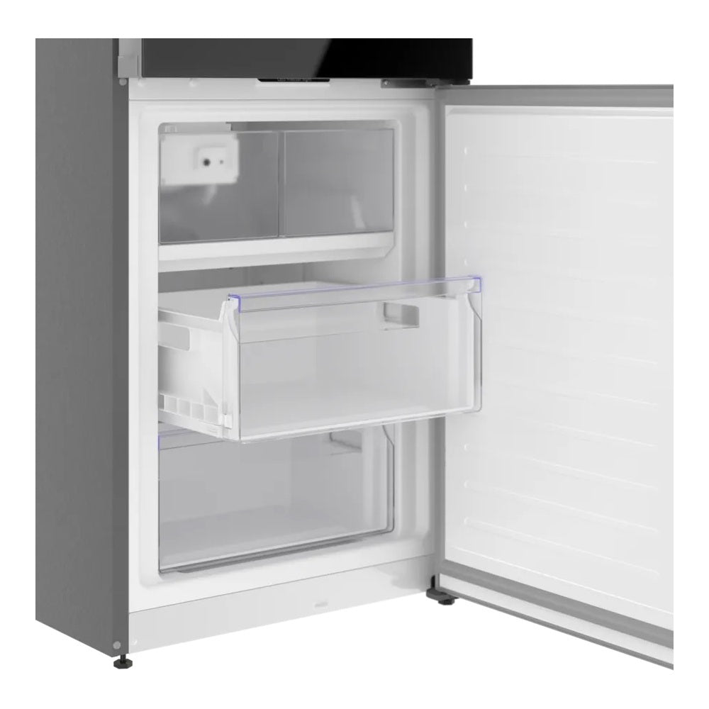 Bosch 800 Series, free-standing fridge-freezer with freezer at bottom, glass door, 24'