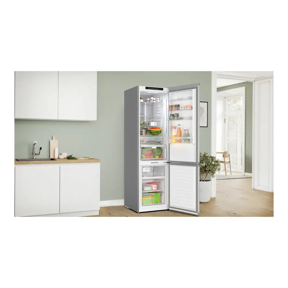 Bosch 800 Series, free-standing fridge-freezer with freezer at bottom, 24'', Brushed s