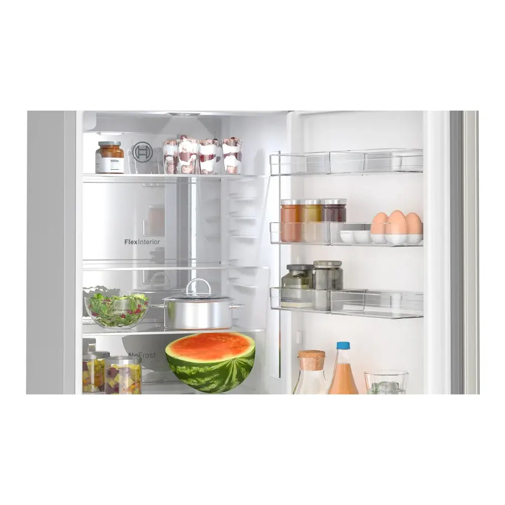 Bosch 800 Series, free-standing fridge-freezer with freezer at bottom, 24'', Brushed s