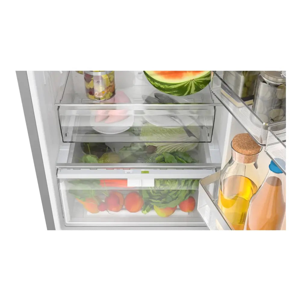 Bosch 800 Series, free-standing fridge-freezer with freezer at bottom, 24'', Brushed s