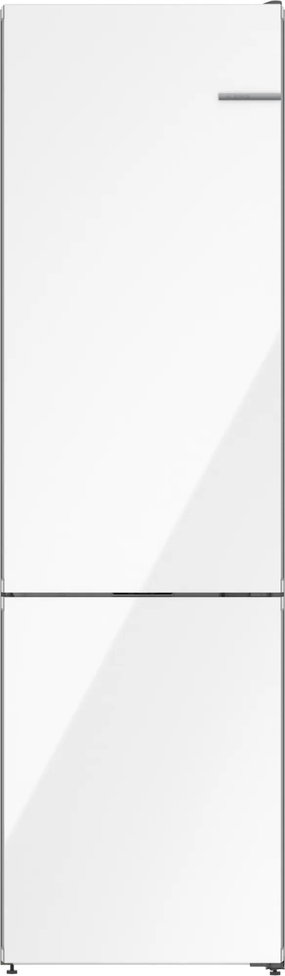 Bosch 800 Series, free-standing fridge-freezer with freezer at bottom, glass door, 24'