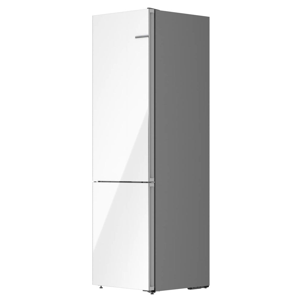 Bosch 800 Series, free-standing fridge-freezer with freezer at bottom, glass door, 24'