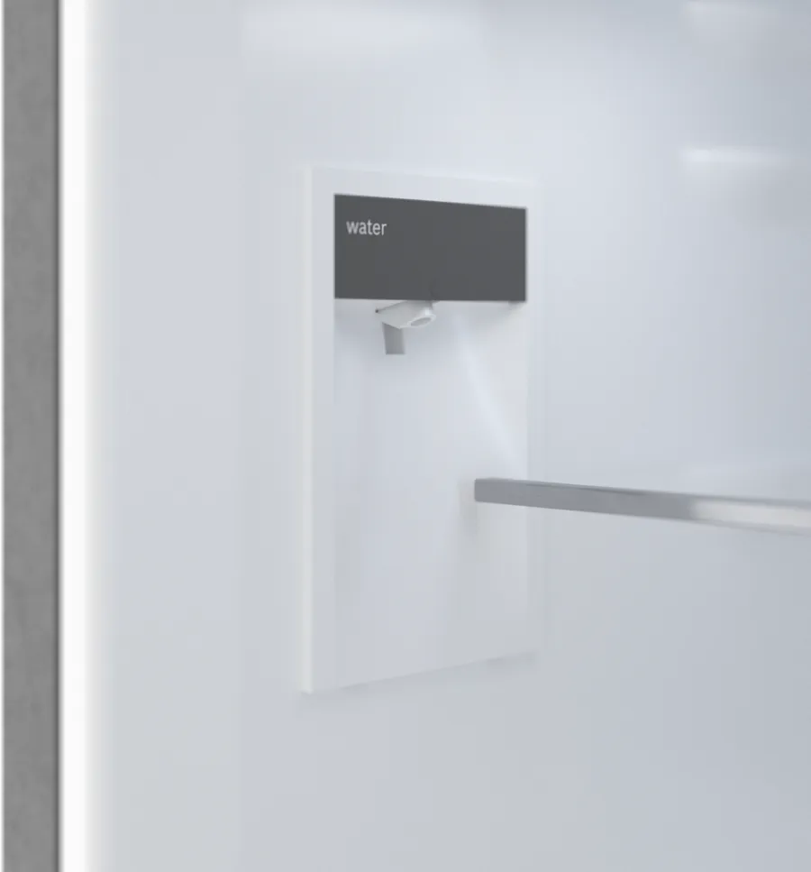 Bosch 800 Series, free-standing fridge-freezer with freezer at bottom, glass door, 24'