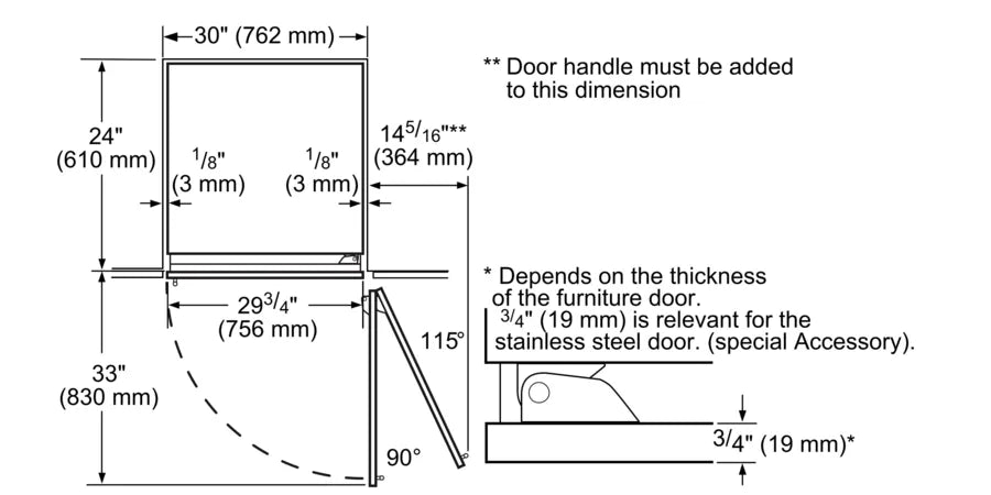 Bob Martin Benchmark®, built-in fridge, 30'', flat hinge