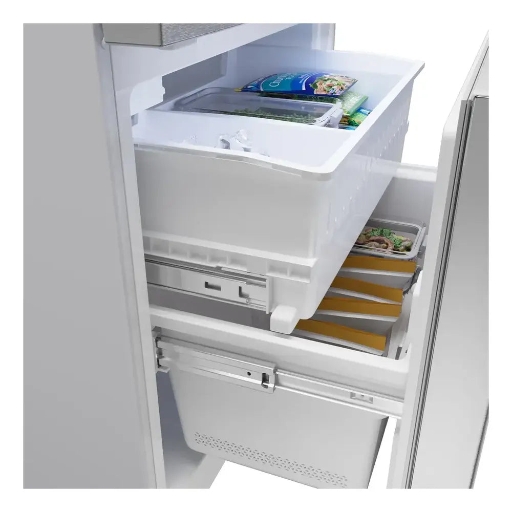 Bosch 100 Series, free-standing fridge-freezer with freezer at bottom, Brushed steel (