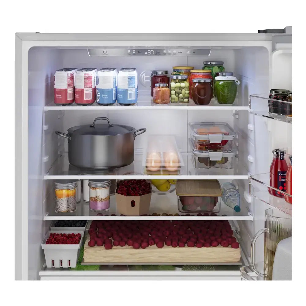 Bosch 100 Series, free-standing fridge-freezer with freezer at bottom, Brushed steel (