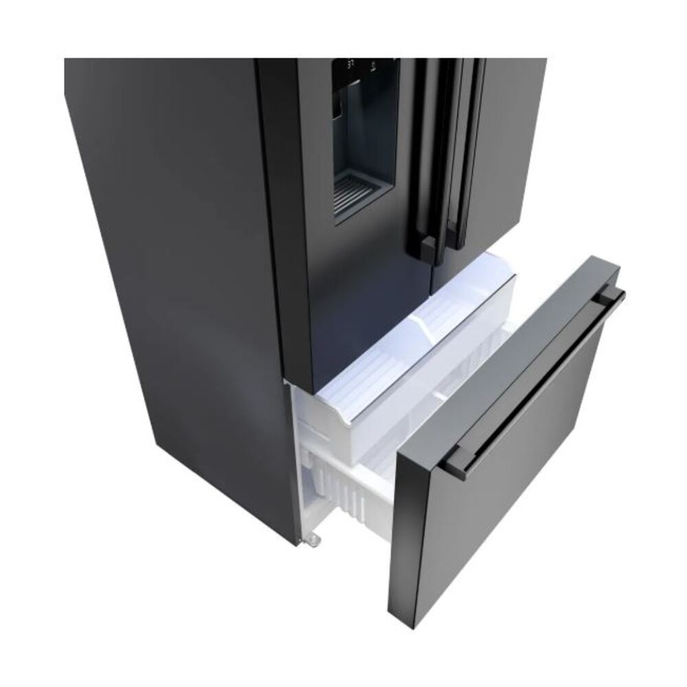 Bosch 500 Series, French Door Bottom freezer, multi door, 36'', Black inox-antifingerp