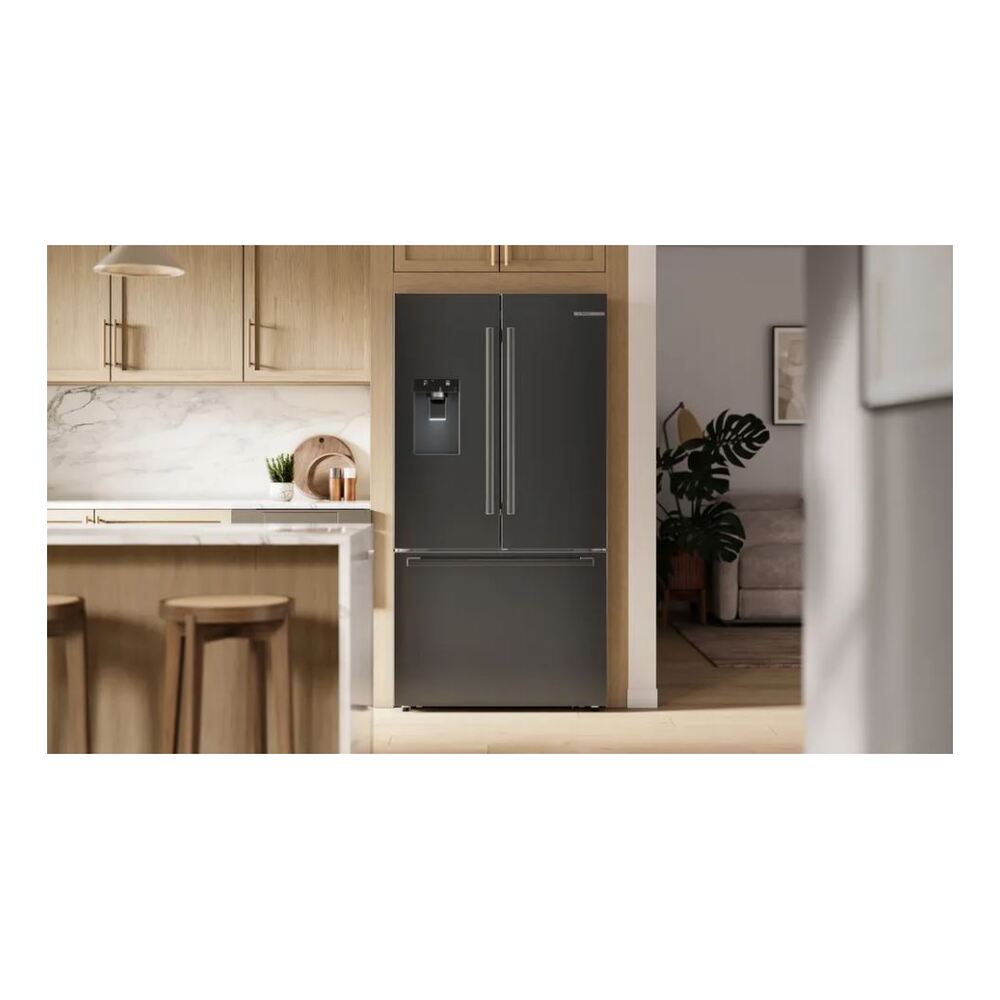 Bosch 500 Series, French Door Bottom freezer, multi door, 36'', Black inox-antifingerp