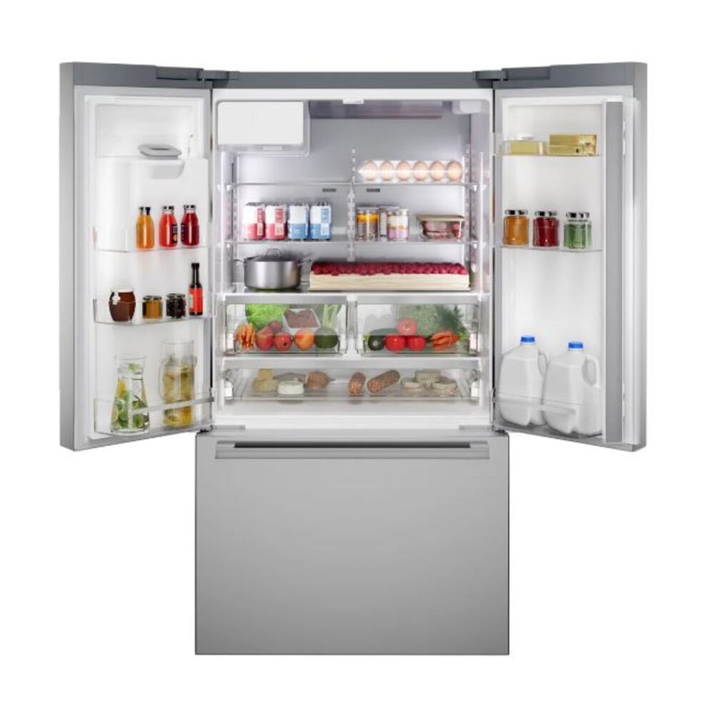 Bosch 500 Series, French Door Bottom freezer, multi door, 36'', Brushed steel (with an