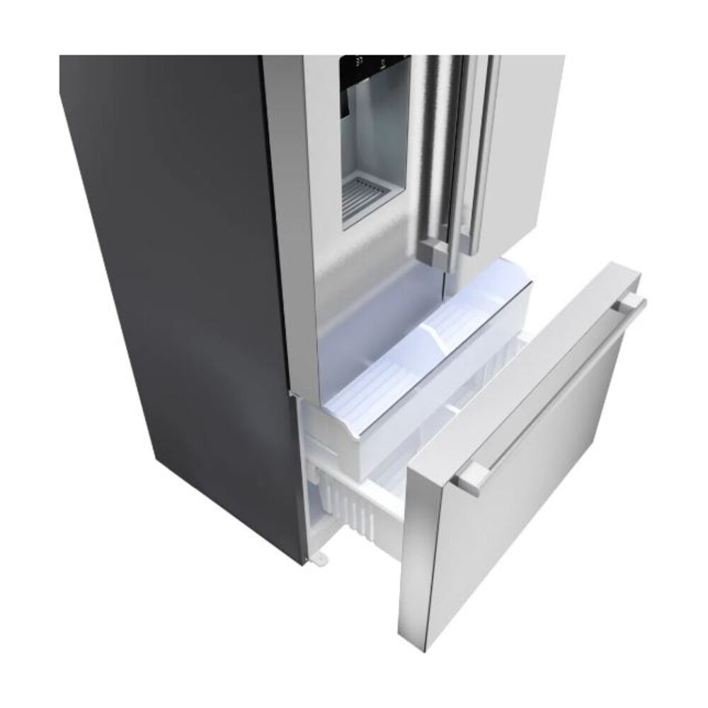 Bosch 500 Series, French Door Bottom freezer, multi door, 36'', Brushed steel (with an