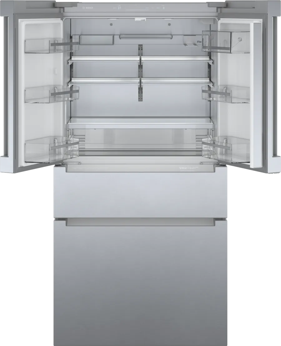 Bosch 800 Series French Door Bottom Mount Refrigerator Easy clean stainless steel