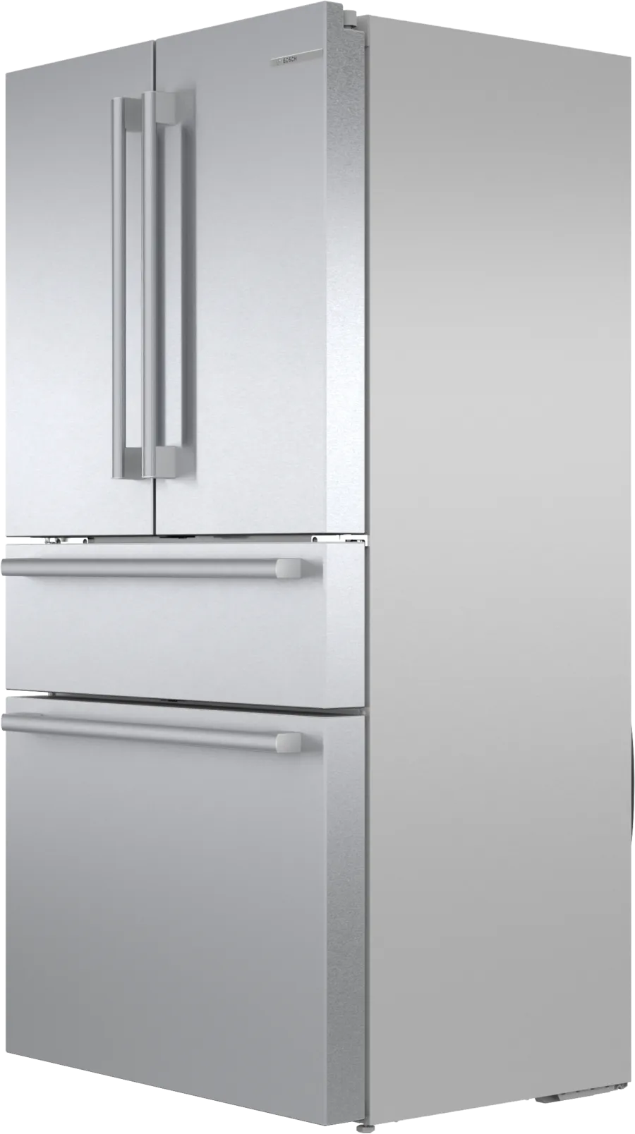 Bosch 800 Series, French Door Bottom freezer, multi door, 36'', Brushed steel (with an