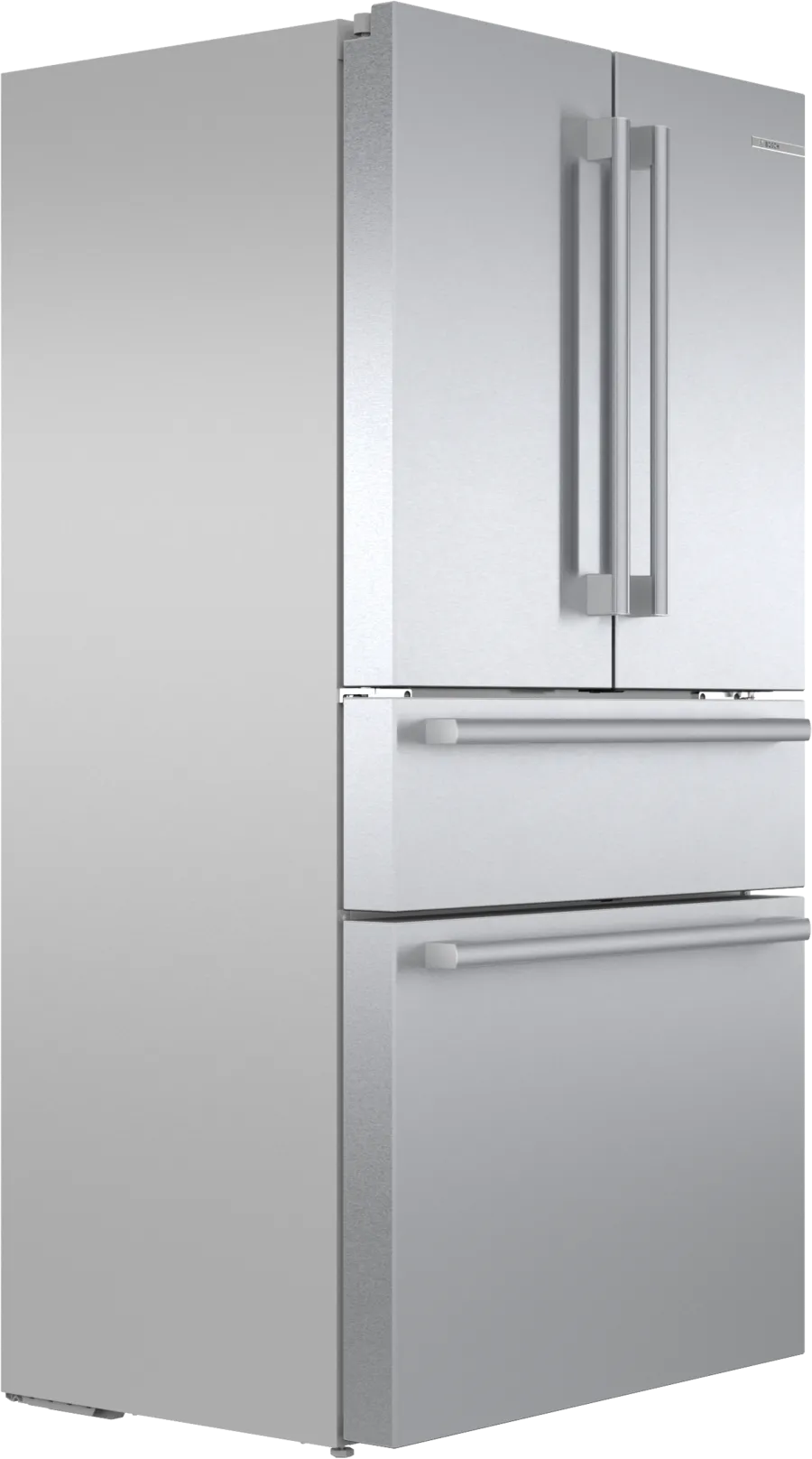 Bosch 800 Series, French Door Bottom freezer, multi door, 36'', Brushed steel (with an