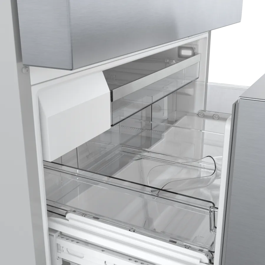 Bosch 800 Series, French Door Bottom freezer, multi door, 36'', Brushed steel (with an