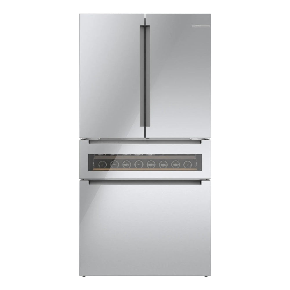 Bosch 800 Series, French Door Bottom Mount Refrigerator, Glass door, 36'', Stainless s