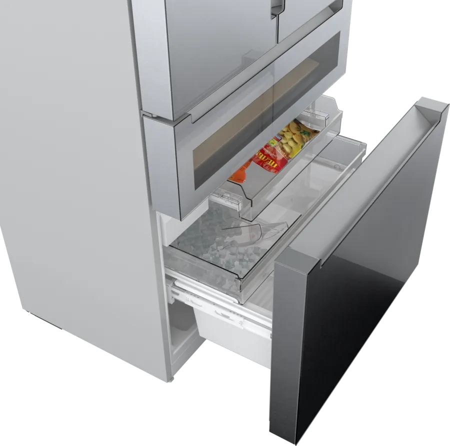 Bosch 800 Series, French Door Bottom Mount Refrigerator, Glass door, 36'', Stainless s