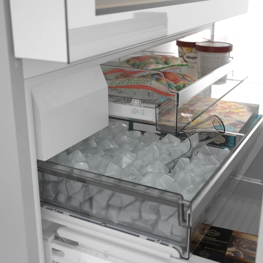 Bosch 800 Series, French Door Bottom Mount Refrigerator, Glass door, 36'', White, Tota