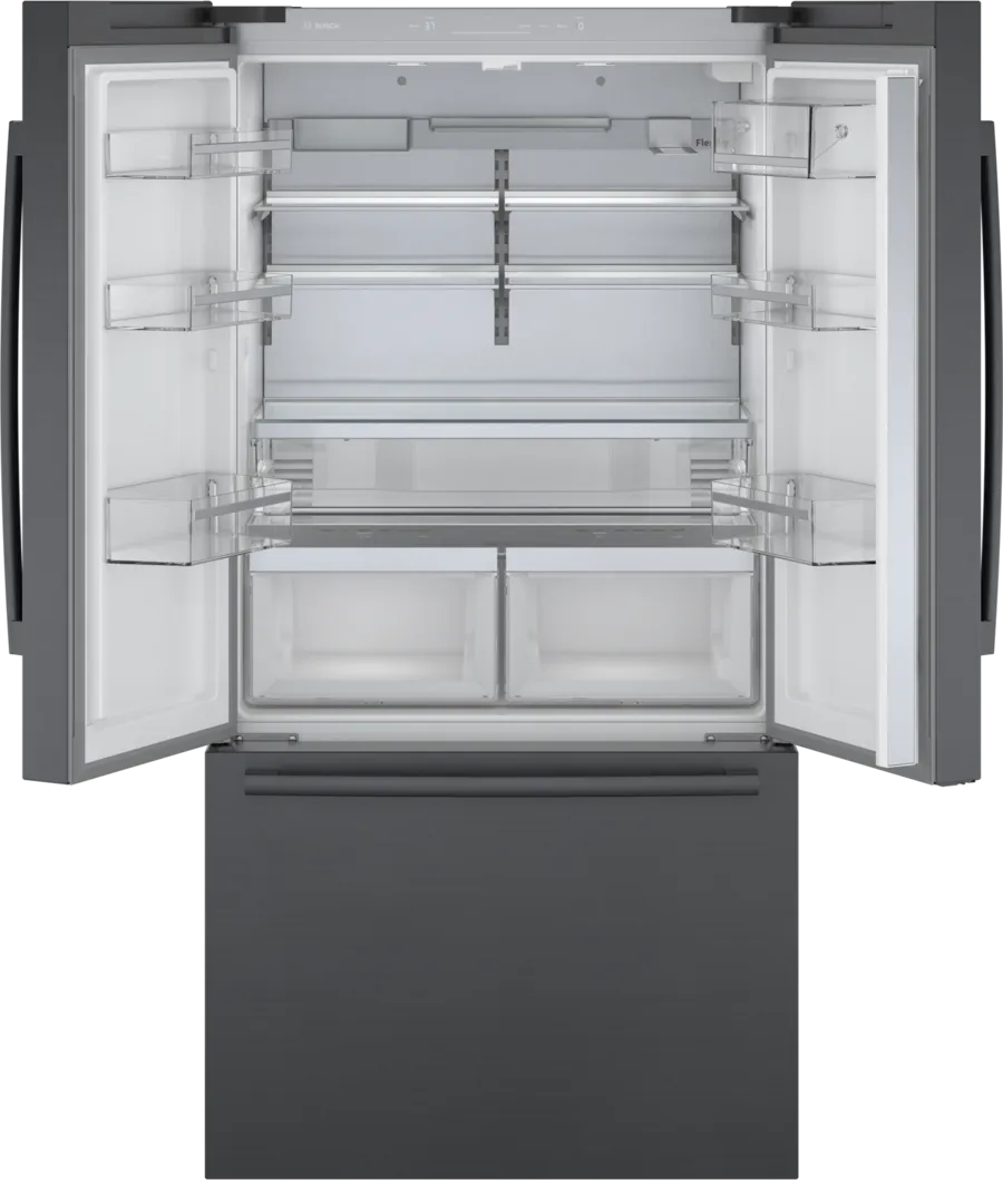 Bosch 800 Series, French Door Bottom freezer, multi door, 36'', Black inox-antifingerp