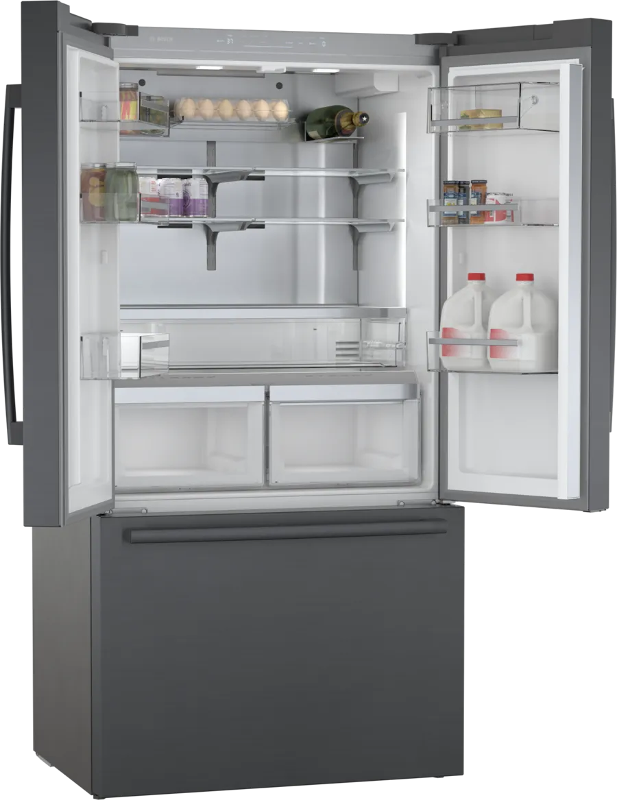 Bosch 800 Series, French Door Bottom freezer, multi door, 36'', Black inox-antifingerp