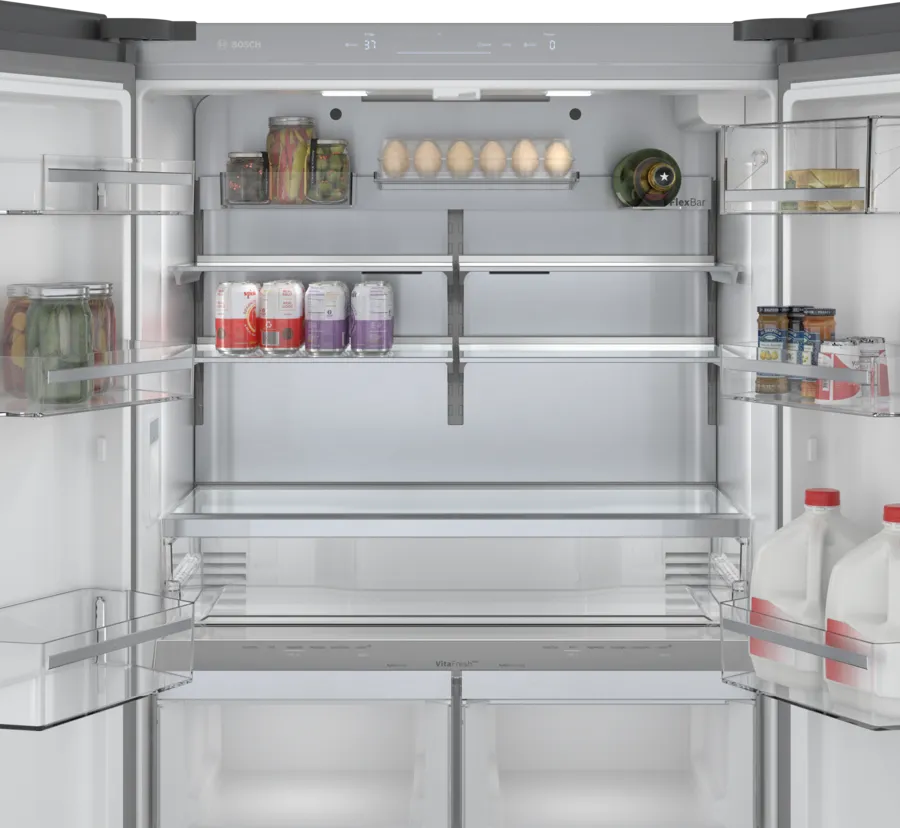 Bosch 800 Series, French Door Bottom freezer, multi door, 36'', Black inox-antifingerp