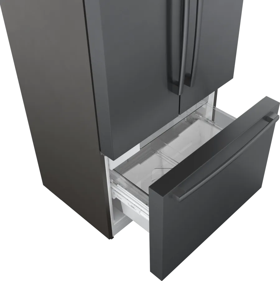 Bosch 800 Series, French Door Bottom freezer, multi door, 36'', Black inox-antifingerp