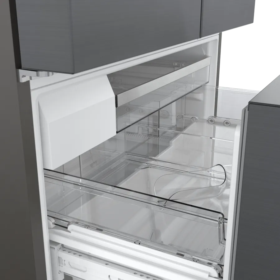 Bosch 800 Series, French Door Bottom freezer, multi door, 36'', Black inox-antifingerp