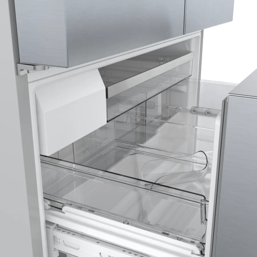 Bosch 800 Series, French Door Bottom freezer, multi door, 36'', Brushed steel (with an