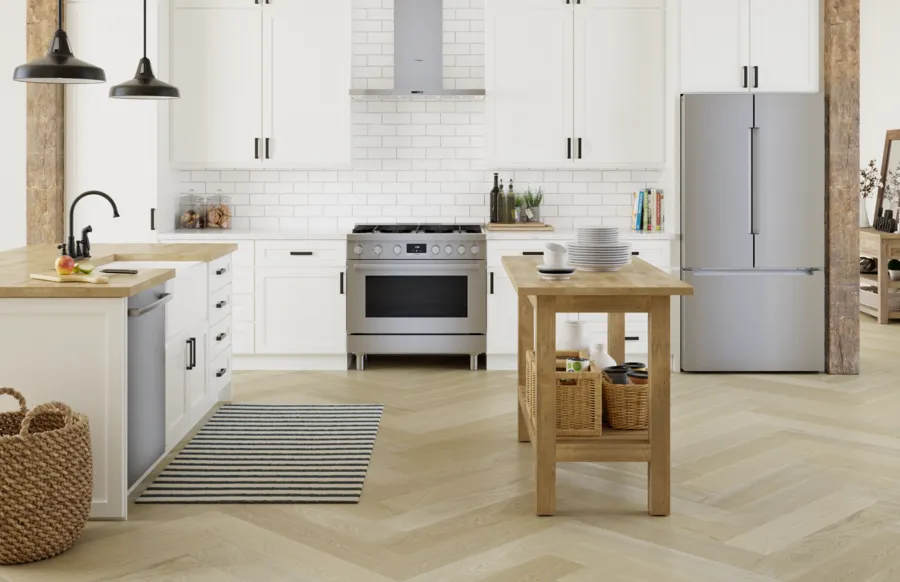 Bosch 800 Series, French Door Bottom freezer, multi door, 36'', Brushed steel (with an