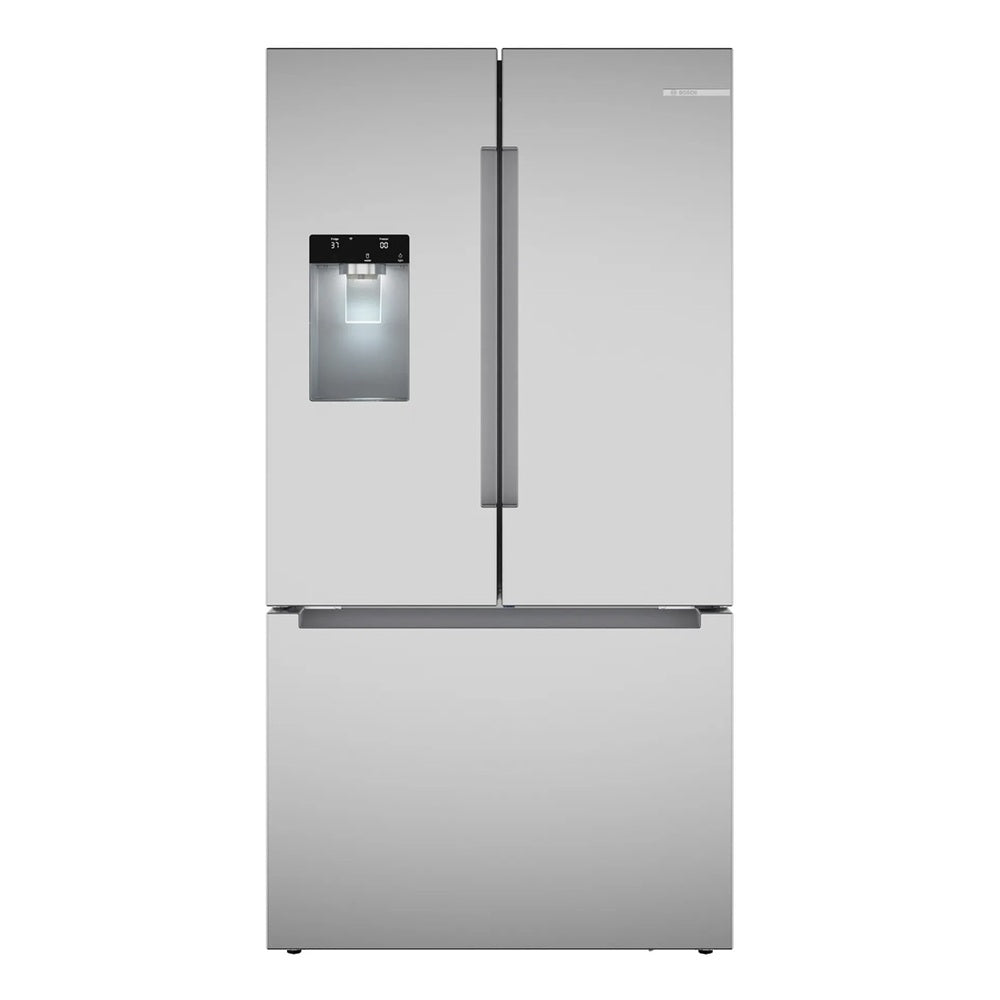 Bosch 100 Series, French Door Bottom freezer, multi door, 36'', Brushed steel (with an