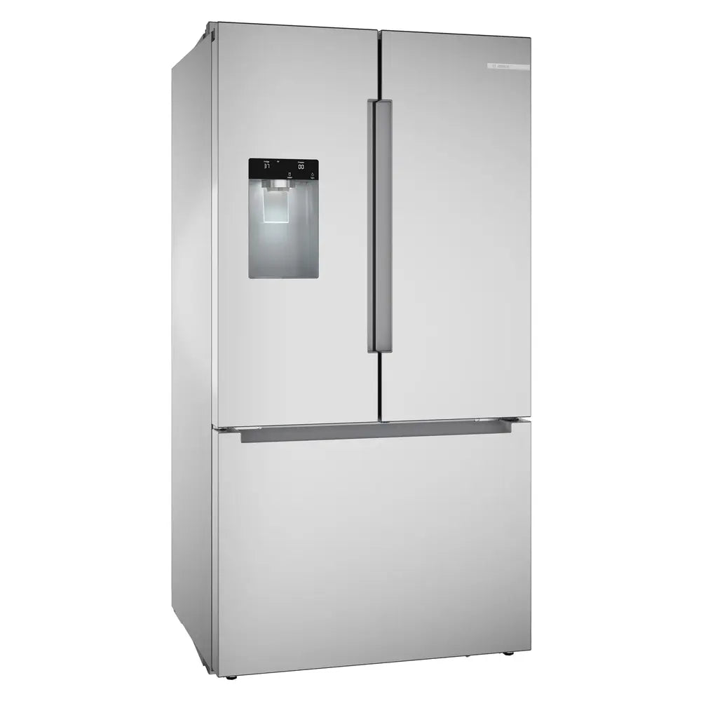 Bosch 100 Series, French Door Bottom freezer, multi door, 36'', Brushed steel (with an