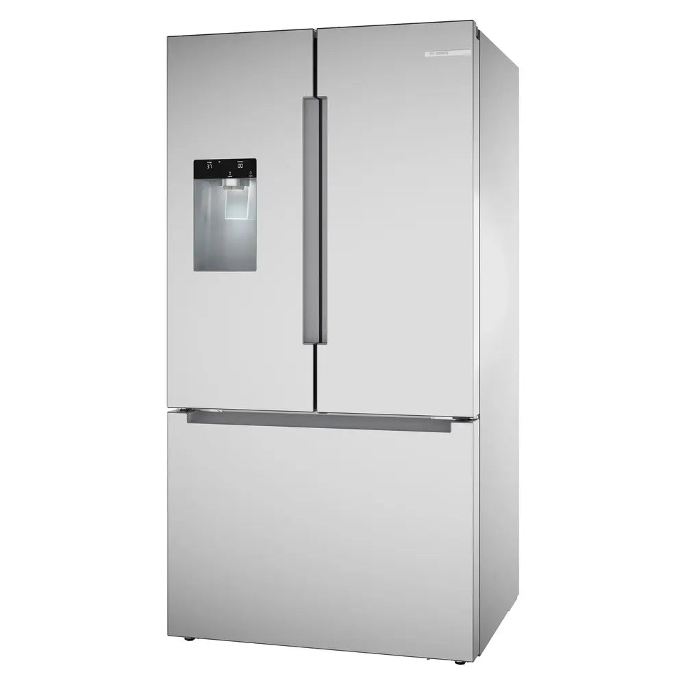 Bosch 100 Series, French Door Bottom freezer, multi door, 36'', Brushed steel (with an