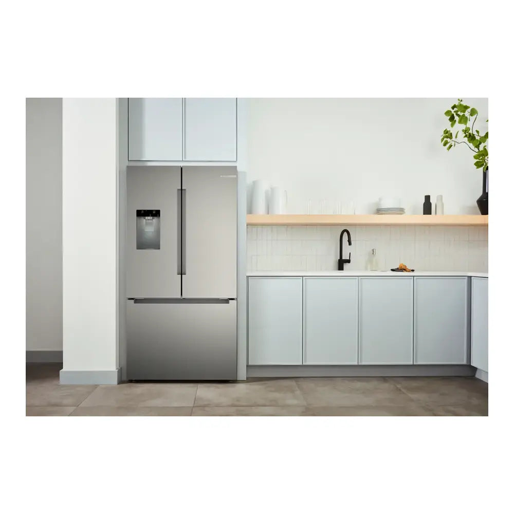 Bosch 100 Series, French Door Bottom freezer, multi door, 36'', Brushed steel (with an