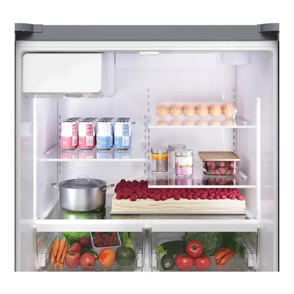 Bosch 100 Series, French Door Bottom freezer, multi door, 36'', Brushed steel (with an