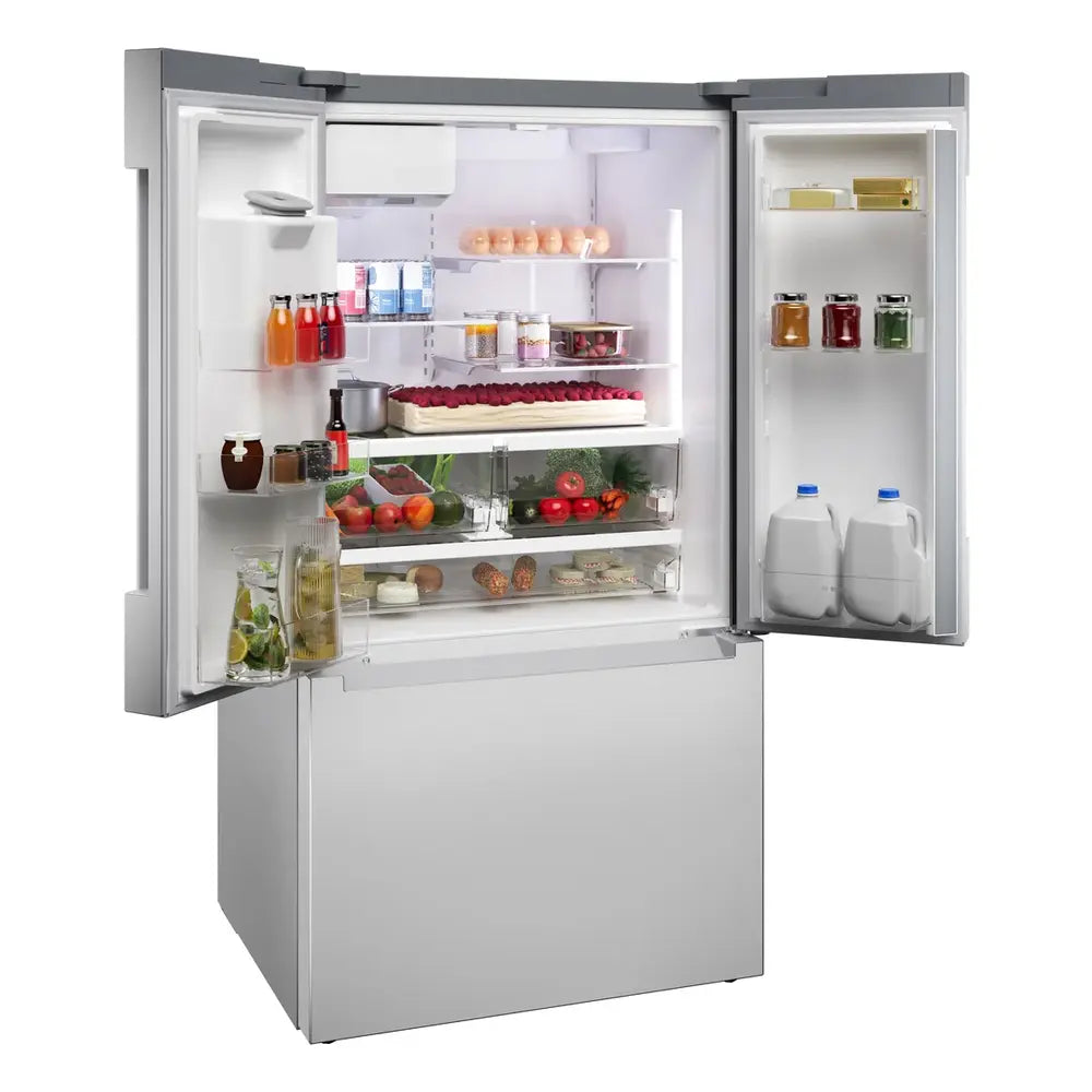 Bosch 100 Series, French Door Bottom freezer, multi door, 36'', Brushed steel (with an