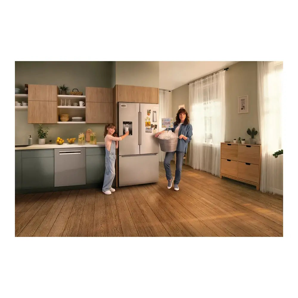 Bosch 100 Series, French Door Bottom freezer, multi door, 36'', Brushed steel (with an