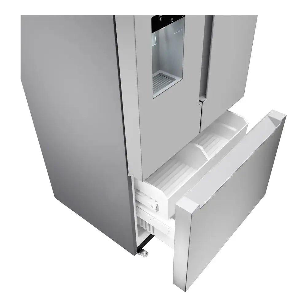 Bosch 100 Series, French Door Bottom freezer, multi door, 36'', Brushed steel (with an