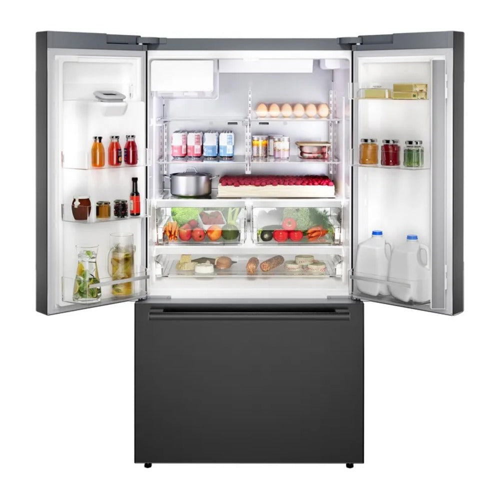 Bosch 500 Series, French Door Bottom freezer, multi door, 36'', Black inox-antifingerp