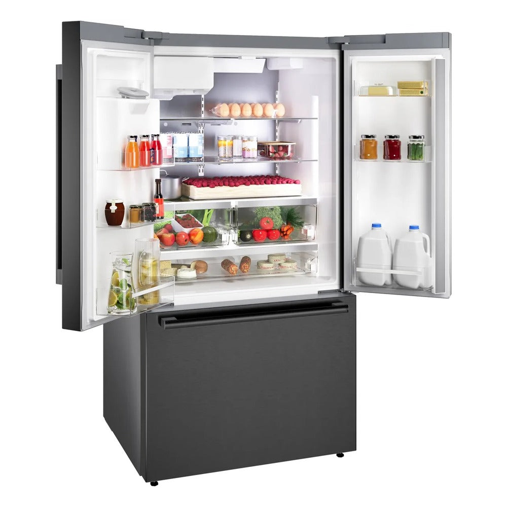 Bosch 500 Series, French Door Bottom freezer, multi door, 36'', Black inox-antifingerp