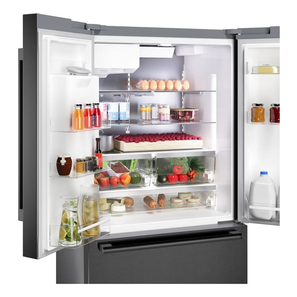 Bosch 500 Series, French Door Bottom freezer, multi door, 36'', Black inox-antifingerp