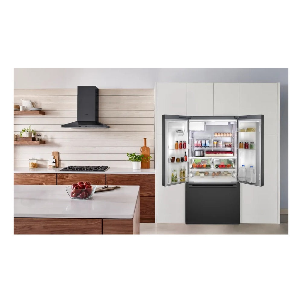 Bosch 500 Series, French Door Bottom freezer, multi door, 36'', Black inox-antifingerp