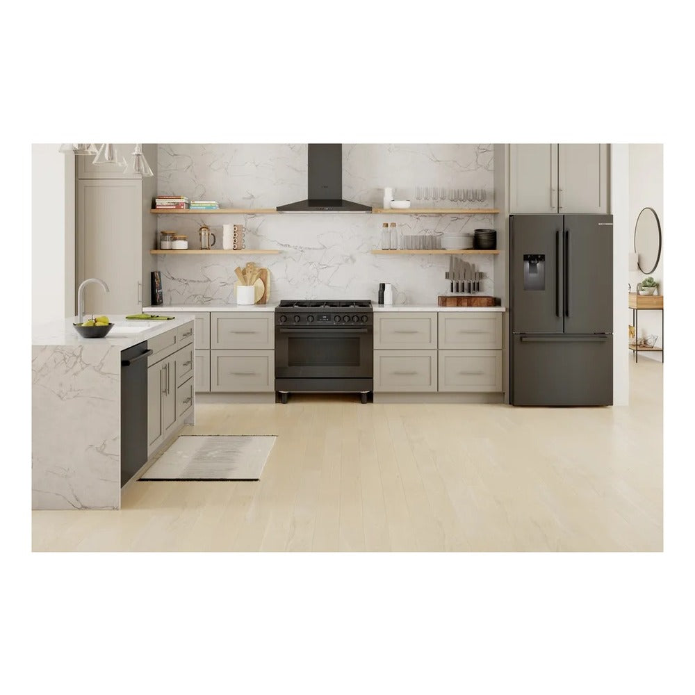 Bosch 500 Series, French Door Bottom freezer, multi door, 36'', Black inox-antifingerp