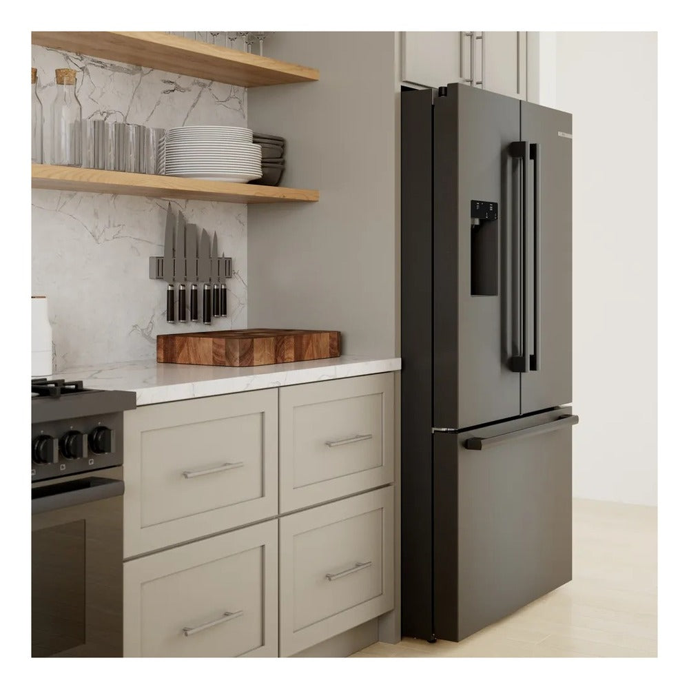 Bosch 500 Series, French Door Bottom freezer, multi door, 36'', Black inox-antifingerp