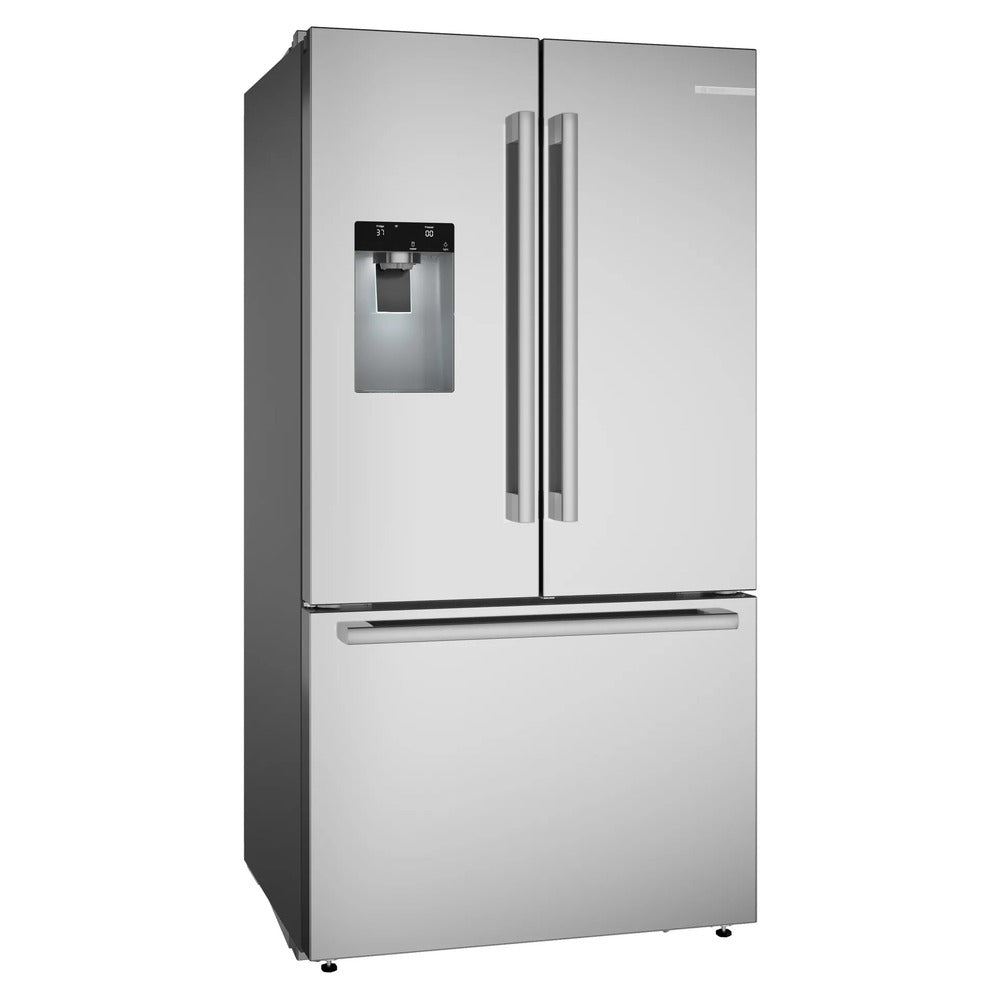 Bosch 500 Series, French Door Bottom freezer, multi door, 36'', Brushed steel (with an