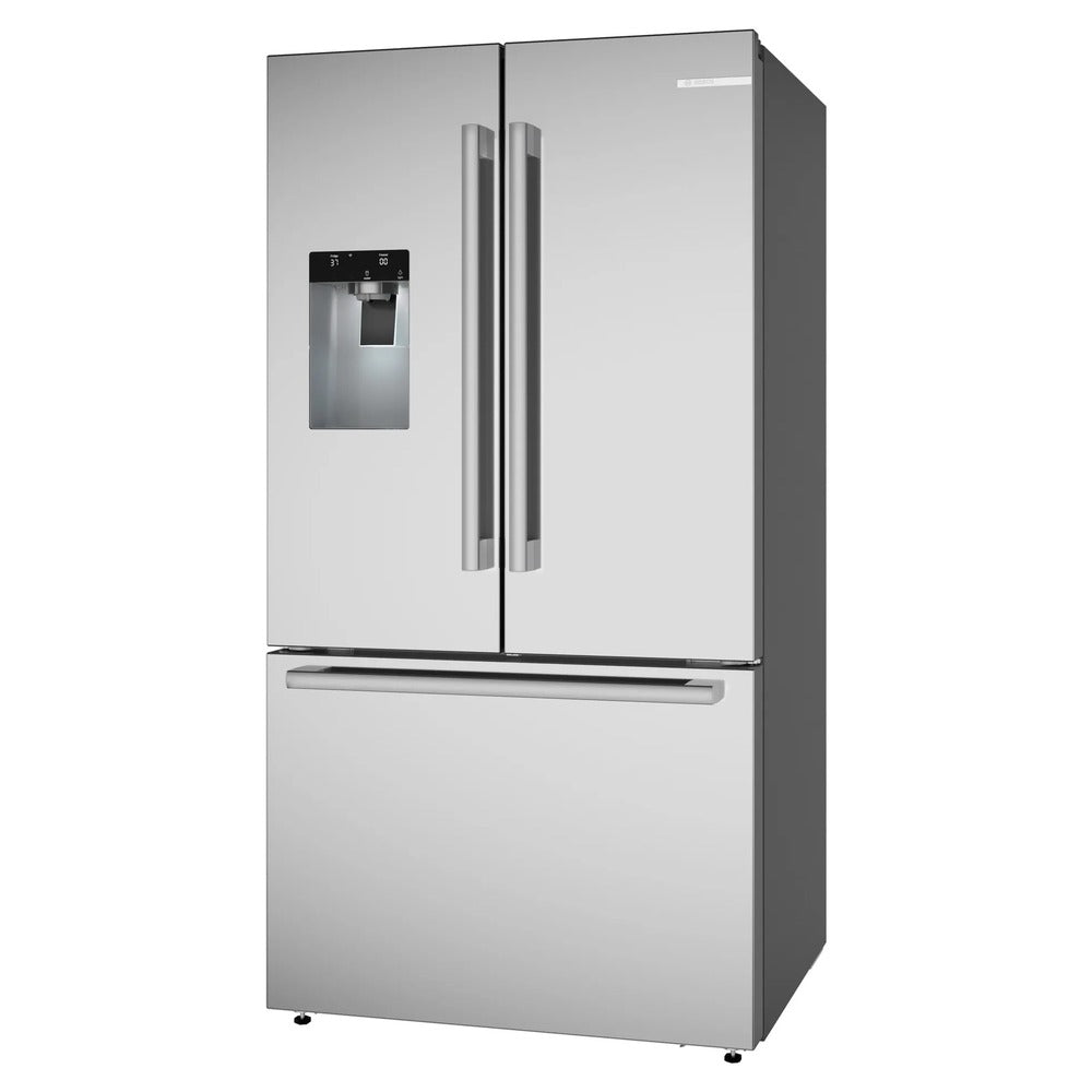 Bosch 500 Series, French Door Bottom freezer, multi door, 36'', Brushed steel (with an
